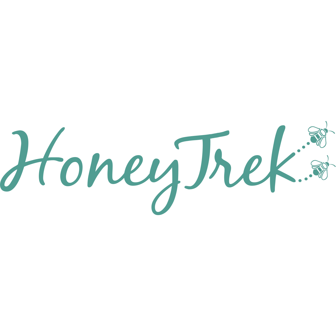 Teal HoneyTrek logo in cursive.