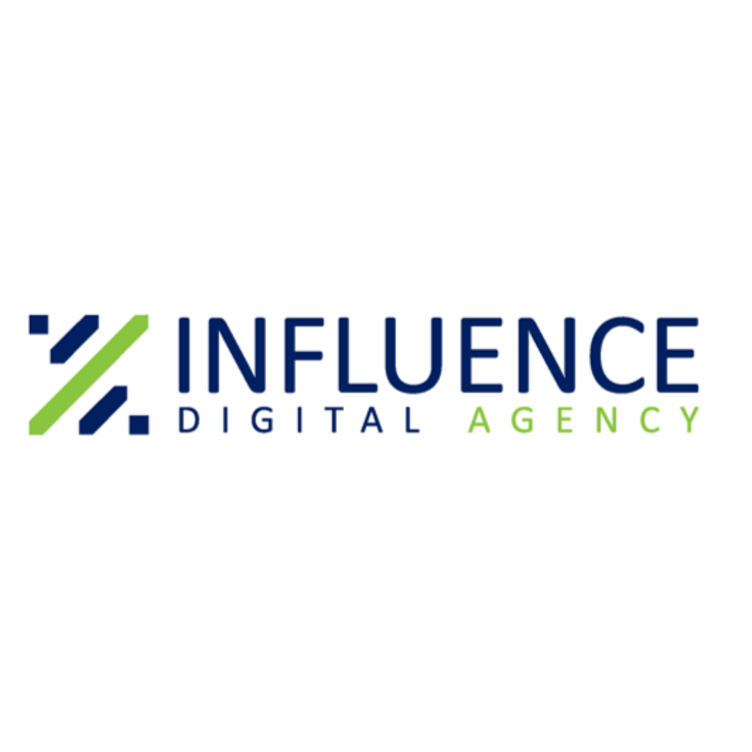 GSA251-Influence Digital Agency logo-07-17-25 Blue and green Influence Digital Agency logo.