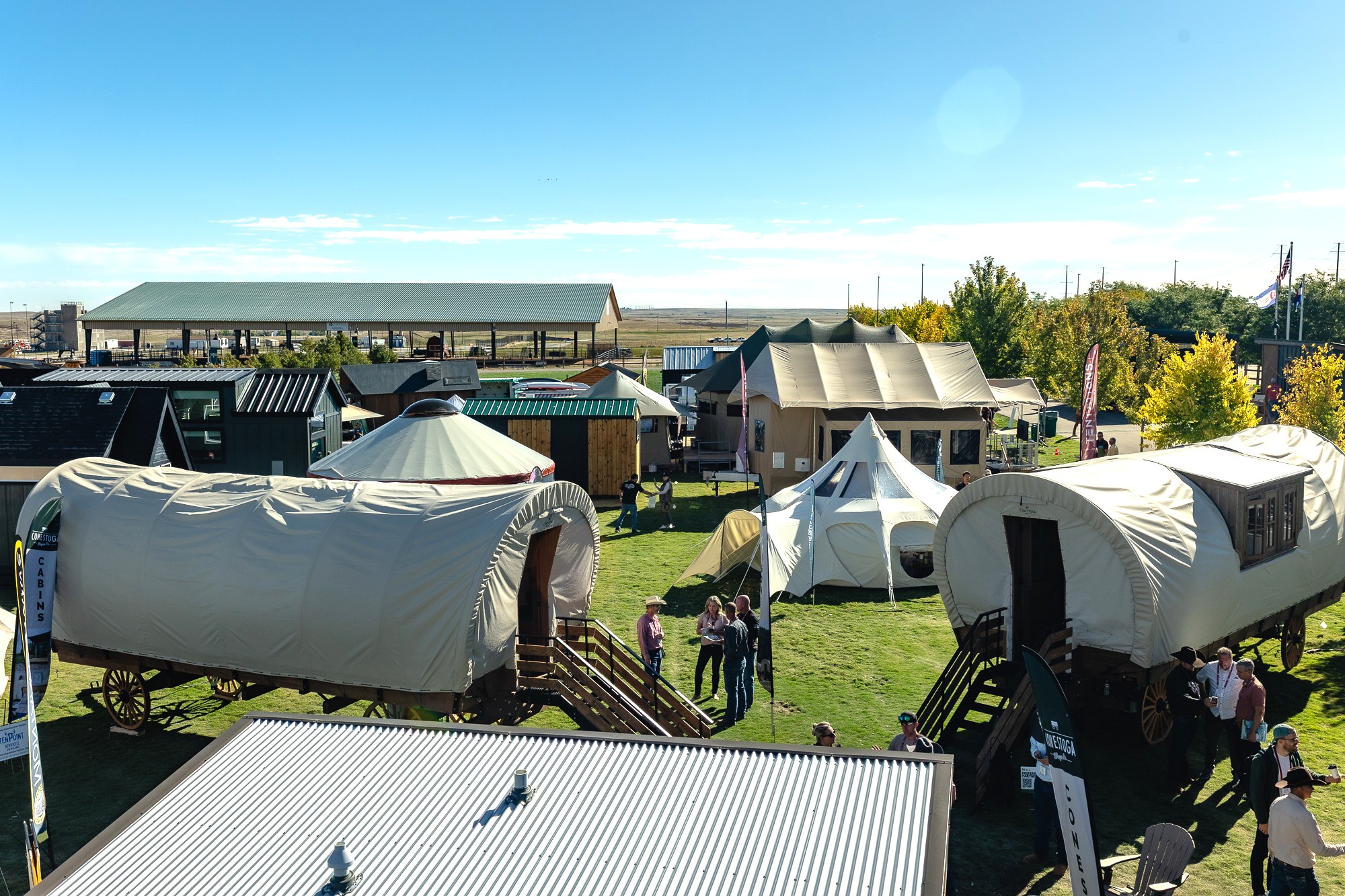 Aerial view of the outdoor expo at Glamping Show Americas