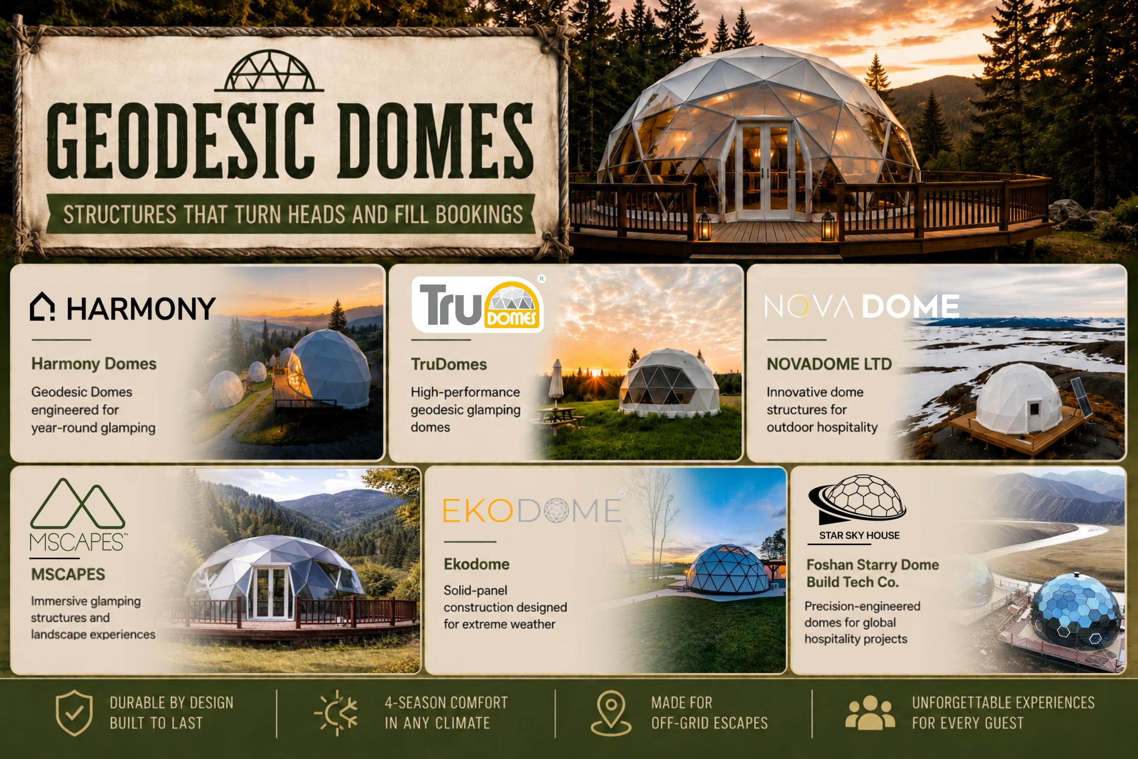 Photos of Geodesic Domes exhibiting at Glamping Show Americas