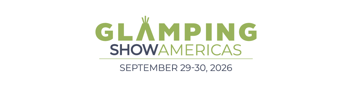 Logo for Glamping Show Americas with dates, September 29-30, 2026