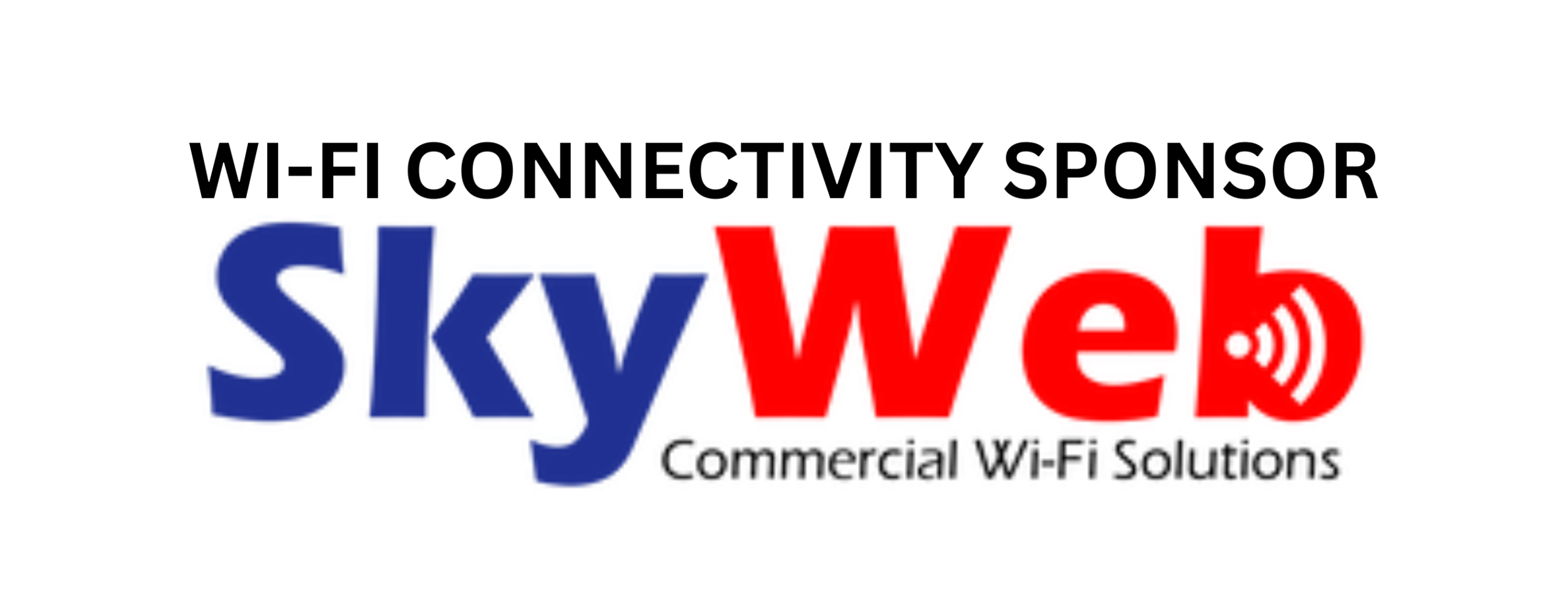 Red and blue SkyWeb logo with the tagline: WI-FI CONNECTIVITY SPONSOR